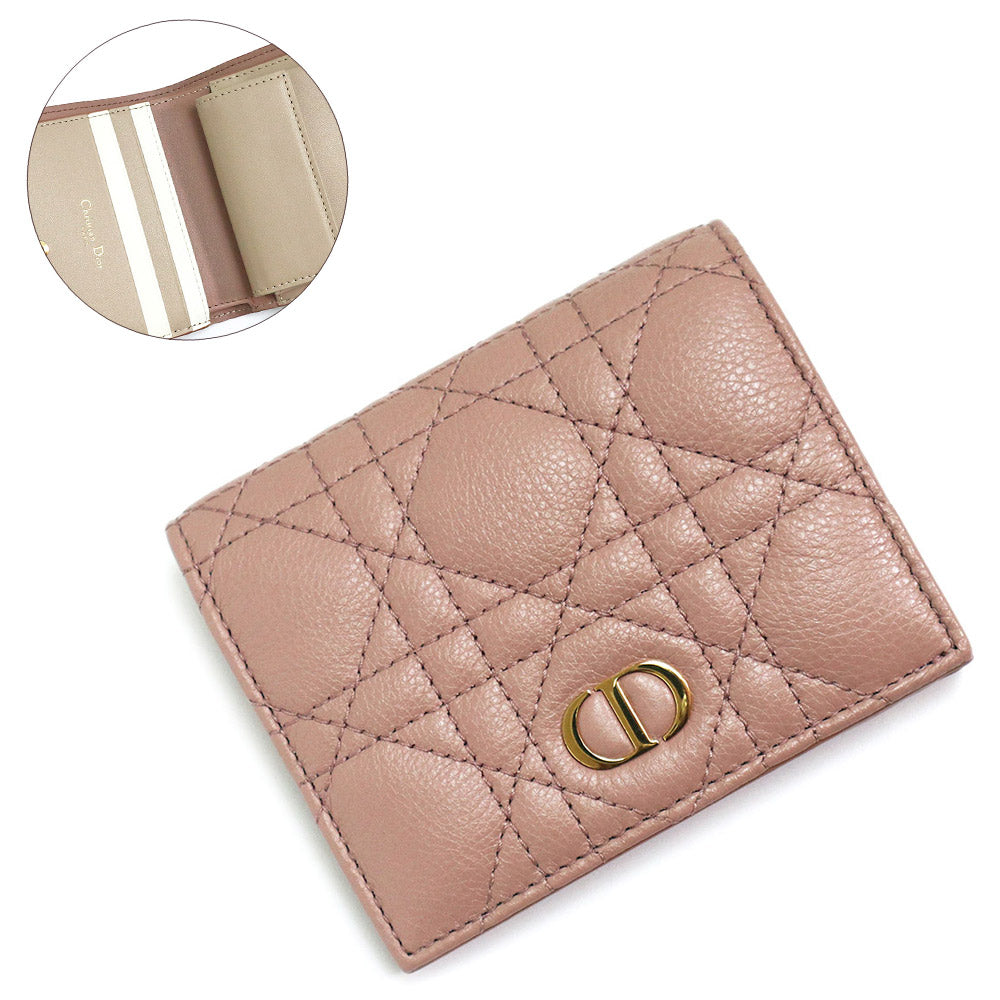ディオール【箱付き】Dior カロ　三つ折り財布　カナージュ　ミニウォレット