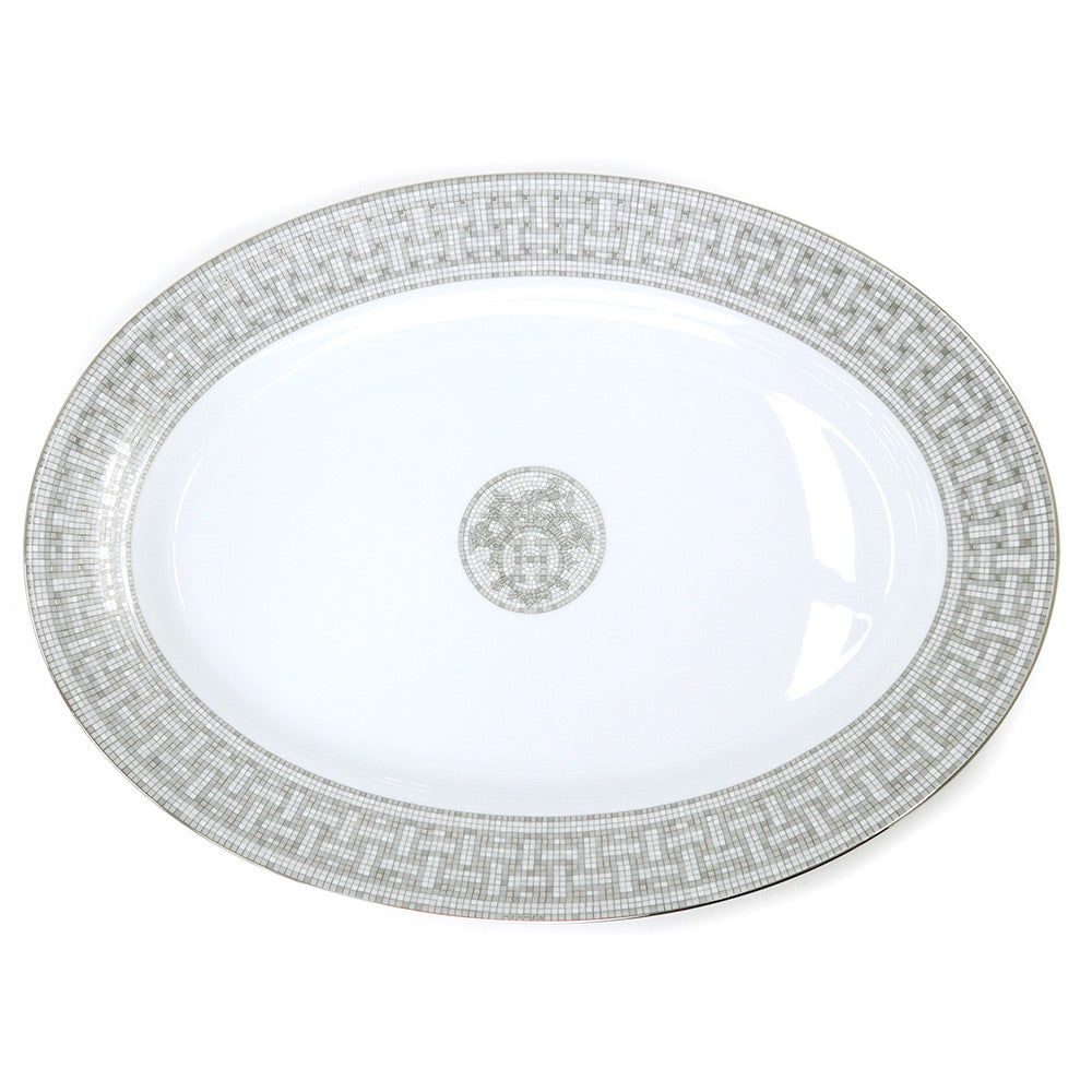 HERMES モザイク24 プラチナ オーバルプラッター サービングプレート 〈モザイク 24〉 プラチナ | Hermès - エルメス