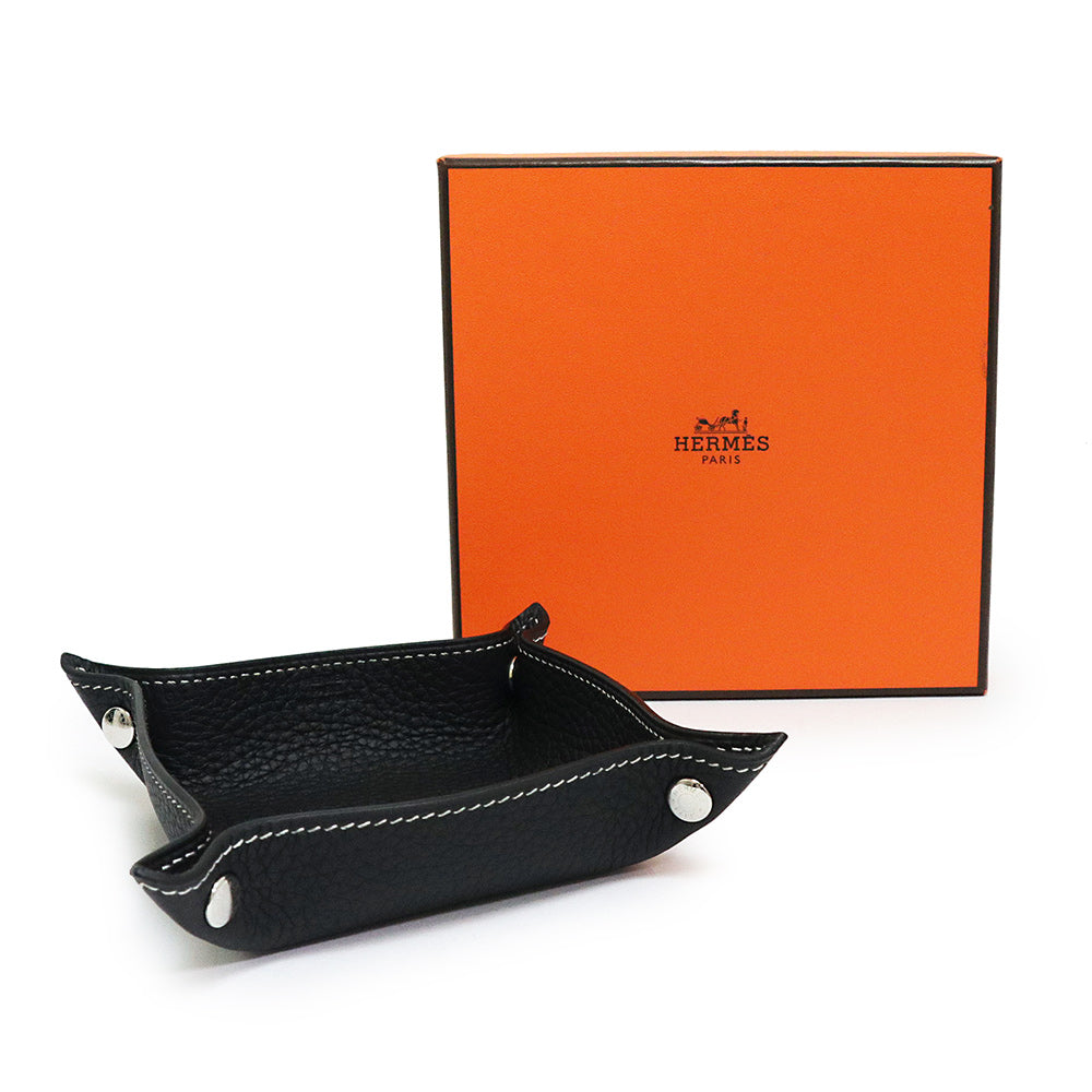 【新品・未使用品】エルメス HERMES ヴィド ポッシュ ミニ ミーズ エ ルランス デスク トレー 小物入れ トリヨンレザー ノワール ブラック  黒 シルバー金具 A刻印 箱付