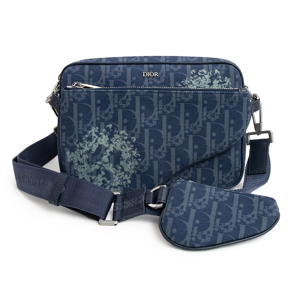 Blue Dior Oblique Jacquard Dior Saddle Bag With Long Strap Dior