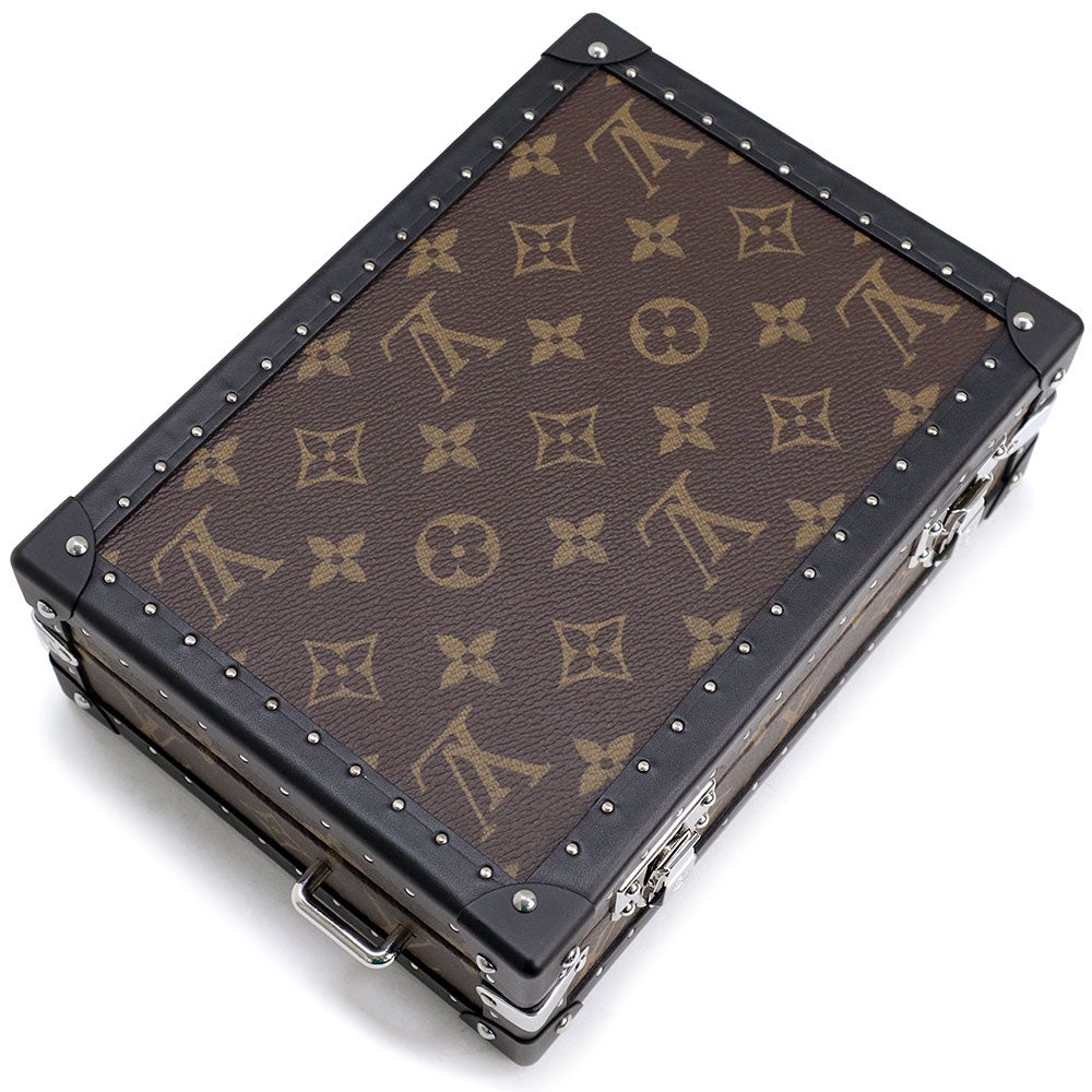 【未使用　展示品】ルイ ヴィトン LOUIS VUITTON クラッチ ボックス 2way ショルダーバッグ 斜め掛け モノグラムマカサー ブラウン  ブラック 茶 黒 シルバー金具 M20252