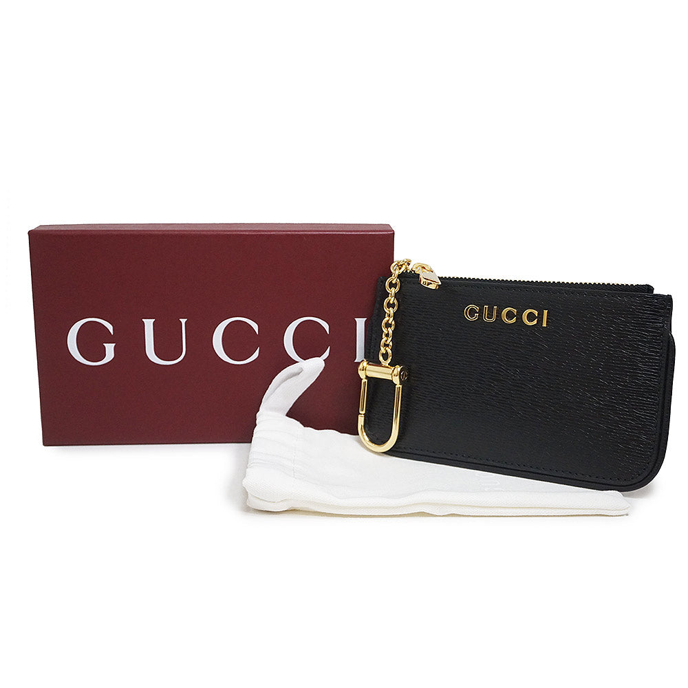 新品・未使用品】グッチ GUCCI スクリプト ジップ キーケース コインケース 小銭入れ 財布 フック付き カーフスキン レザー ブラッ –  BrandCity