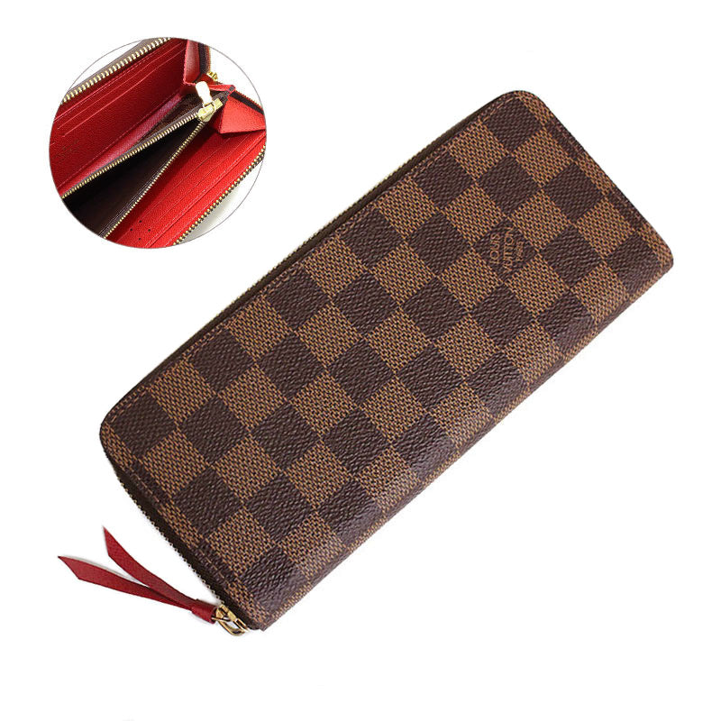 【新品・未使用品】ルイ ヴィトン LOUIS VUITTON ポルトフォイユ クレマンス ラウンドファスナー ジップ 長財布 ダミエ ブラウン  スリーズ レッド 茶 赤 ゴールド金具 N60534 箱付