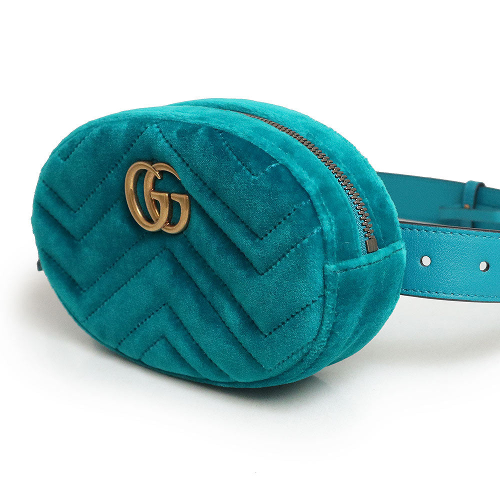 GUCCI　ベルトバッグ　グッチ　GGマーモント　ベルベット　グリーン 未使用 展示品】グッチ GUCCI GGマーモント ベルト ボディ