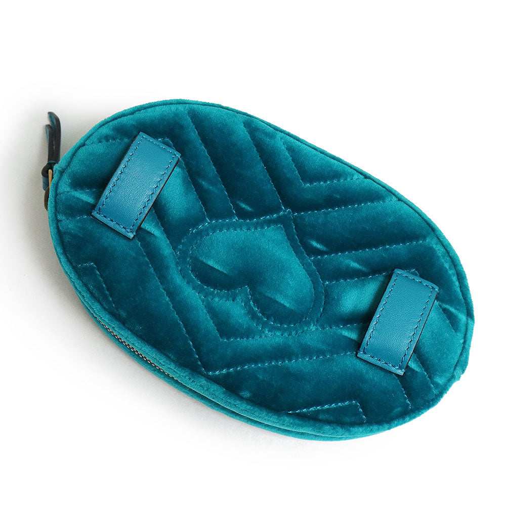GUCCI　ベルトバッグ　グッチ　GGマーモント　ベルベット　グリーン 未使用 展示品】グッチ GUCCI GGマーモント ベルト ボディ