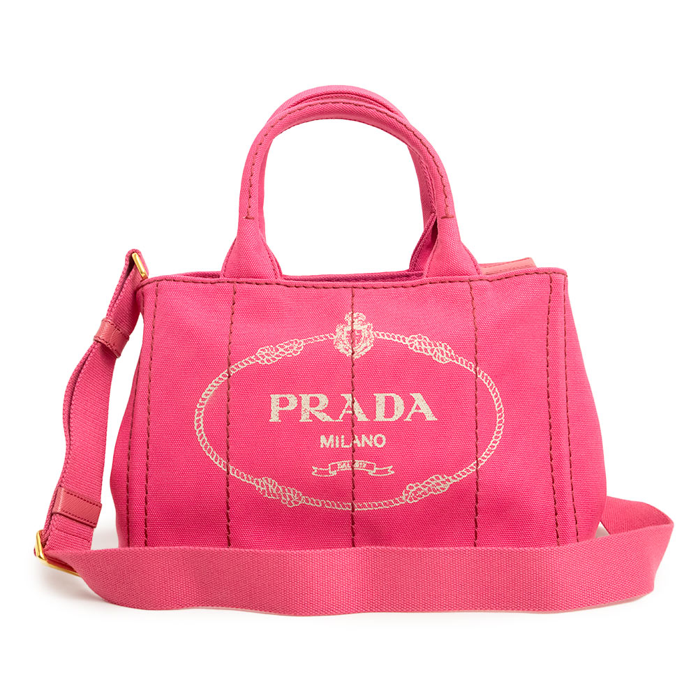 未使用保管品】プラダ PRADA カナパ トート 2Way ショルダー ハンドバッグ 斜め掛け コットンキャンバス ペオニア ピンク ゴー –  BrandCity