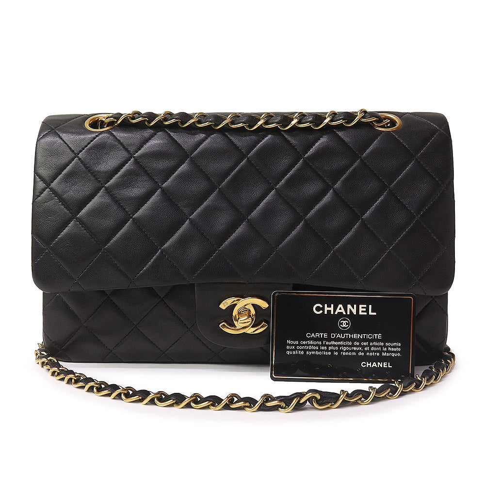 中古】シャネル CHANEL マトラッセ 25 Wフラップ チェーン ショルダーバッグ 2WAY 斜め掛け ラムスキン レザー ブラック –  BrandCity