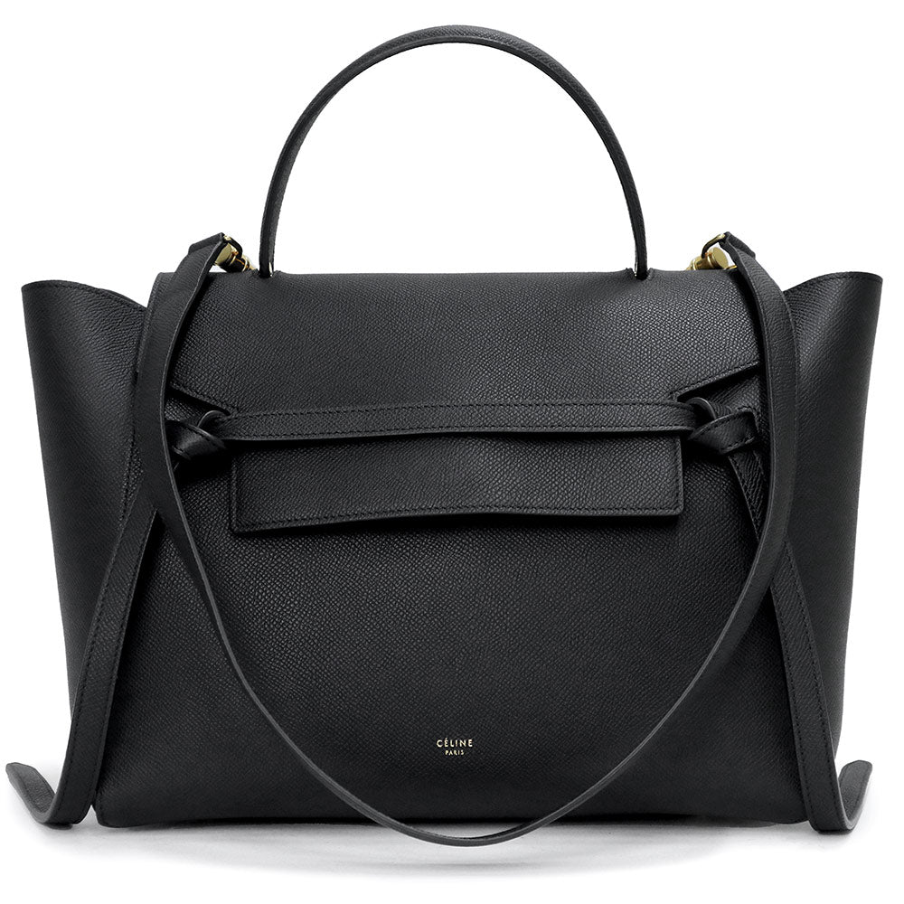 未使用保管品】セリーヌ CELINE ベルトバッグ ミニ 2Way ショルダー ハンドバッグ グレインドカーフスキン ブラック 黒 ゴール –  BrandCity