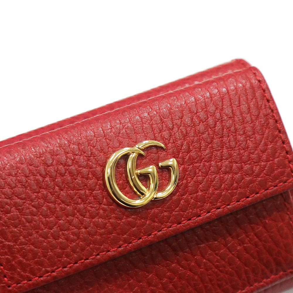 未使用 展示品】グッチ GUCCI GGプチマーモント コンパクト 三つ折り財布 カーフスキン レザー ハイビスカスレッド 赤 ゴールド金 –  BrandCity