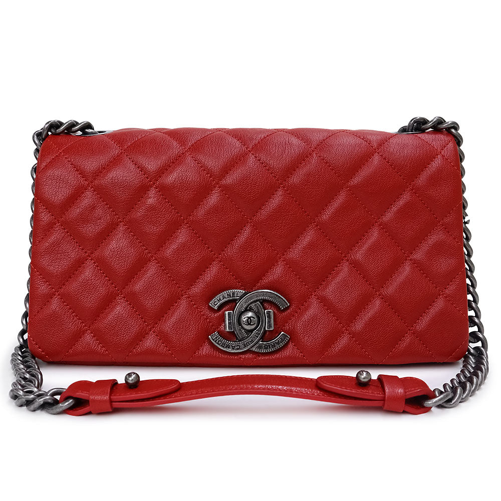 未使用 展示品】シャネル CHANEL ココマーク チェーン マトラッセ シティ ロック ショルダーバッグ レザー レッド 赤 ガンメタル –  BrandCity