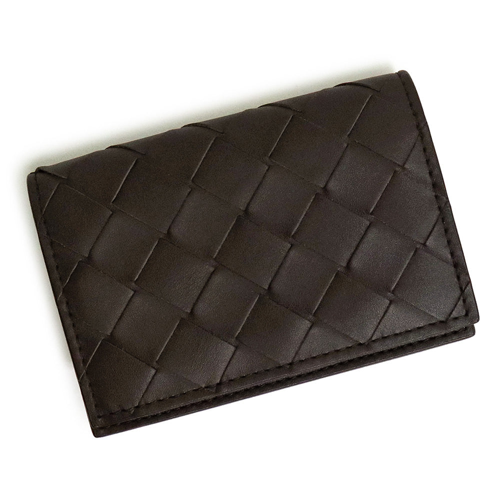 【新品・未使用品】ボッテガヴェネタ BOTTEGA VENETA イントレチャート カードケース パスケース 名刺入れ 定期入れ カーフスキン レザー  フォンデンテ ダークブラウン 茶 605720