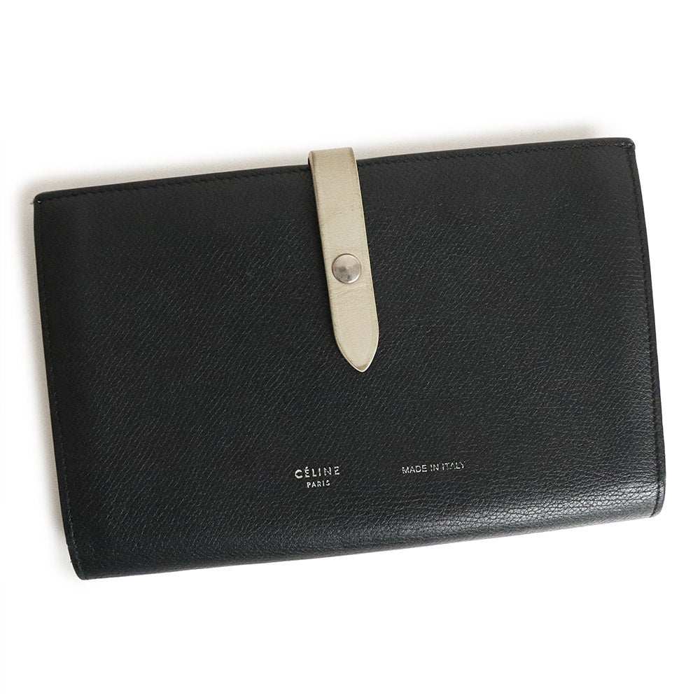 中古】セリーヌ CELINE ラージ ストラップウォレット 二つ折り長