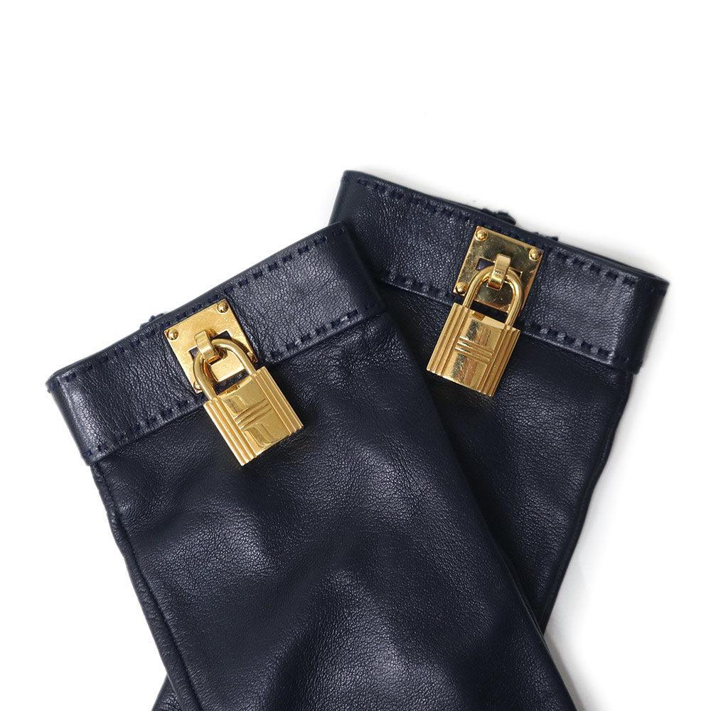 HERMESケリーラムスキングローブ 中古】エルメス HERMES ケリー 手袋 グローブ #7 ラムスキン