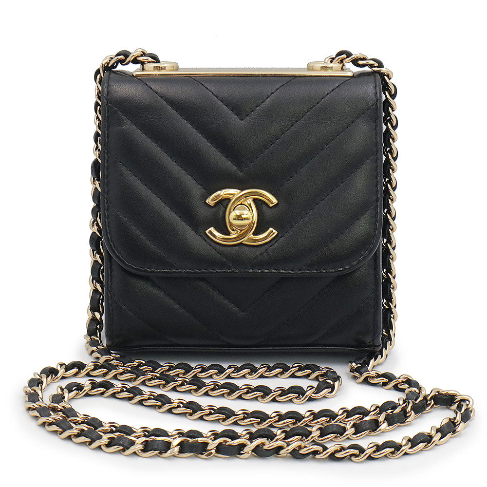 【美品】CHANEL シェブロンVステッチ2WAYバッグ ラムスキン シェブロンVステッチ2WAYバッグ ラムスキン ブルー ヴィンテージ