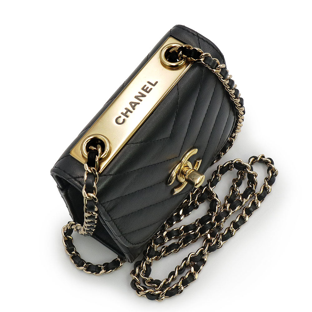 【美品】CHANEL シェブロンVステッチ2WAYバッグ ラムスキン シェブロンVステッチ2WAYバッグ ラムスキン ブルー ヴィンテージ