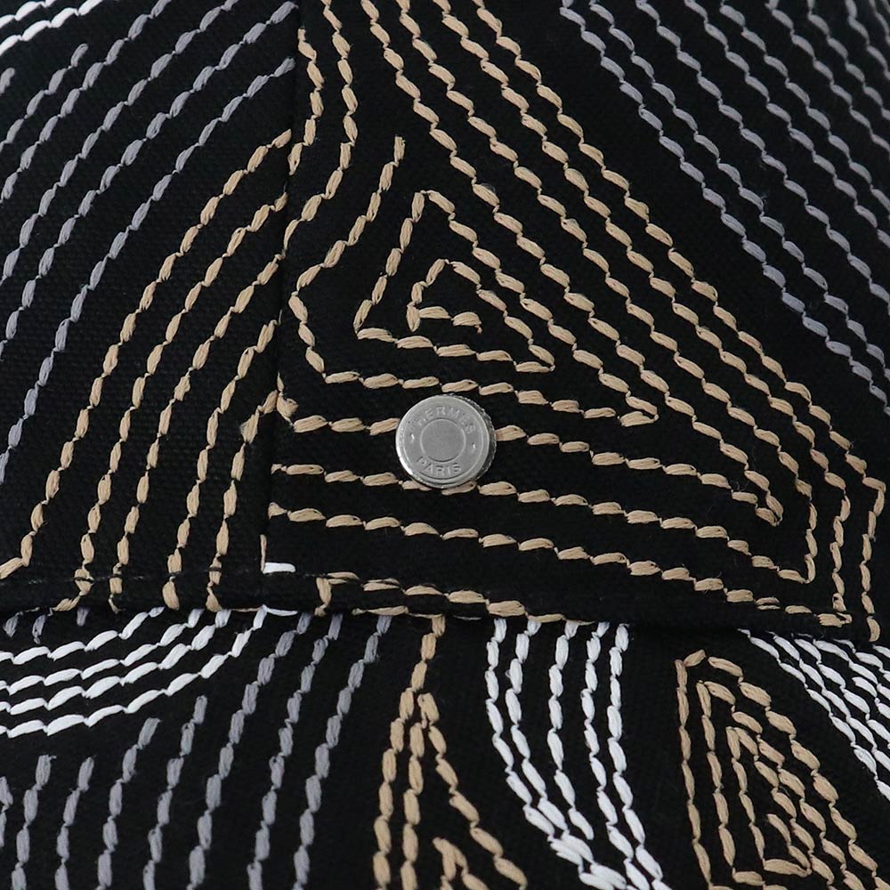 エルメス黒のバケットハット エルメスロゴマーク刺繍 サイズ56 coeuriche777_12776