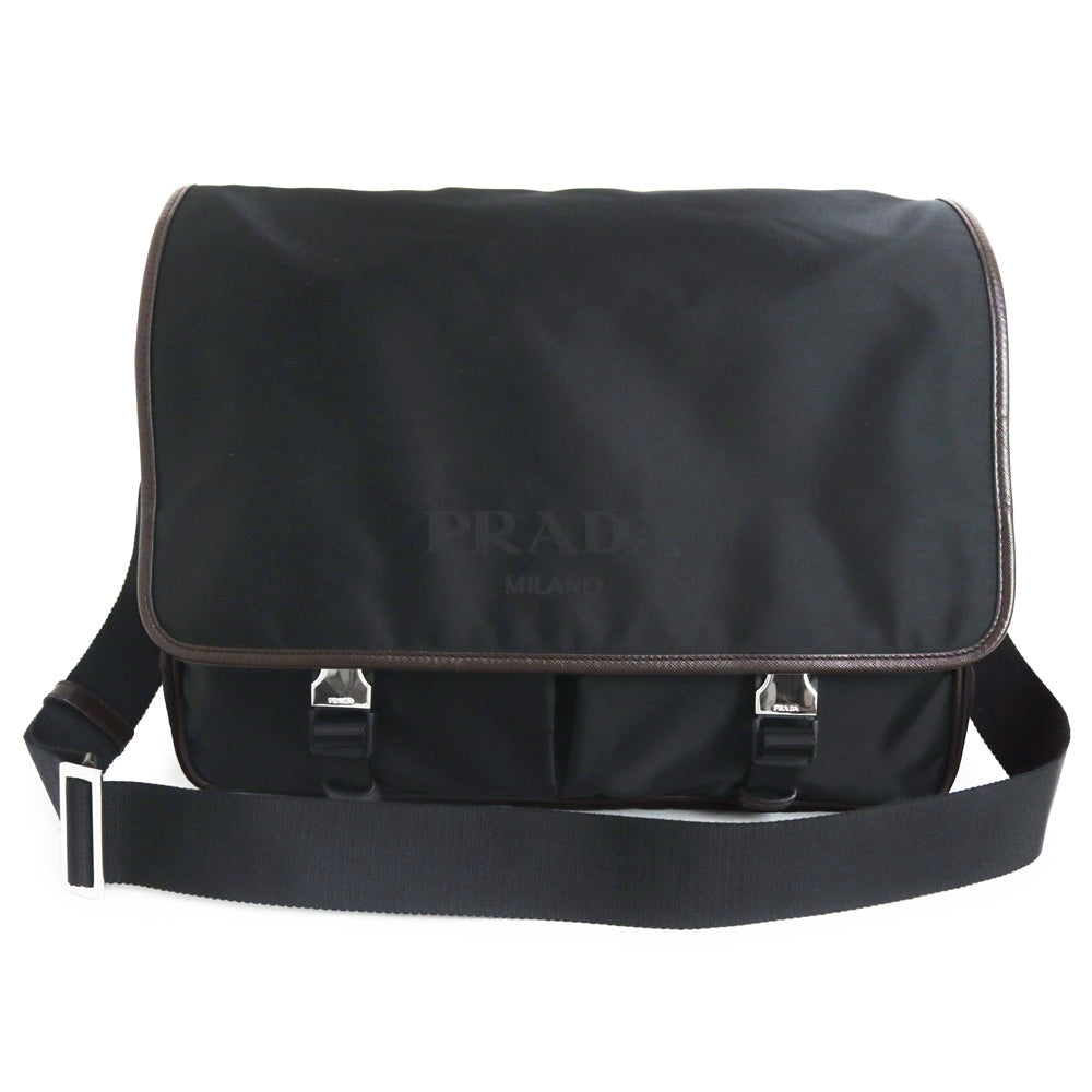 中古】プラダ PRADA フラップ ロゴ メッセンジャー ショルダー
