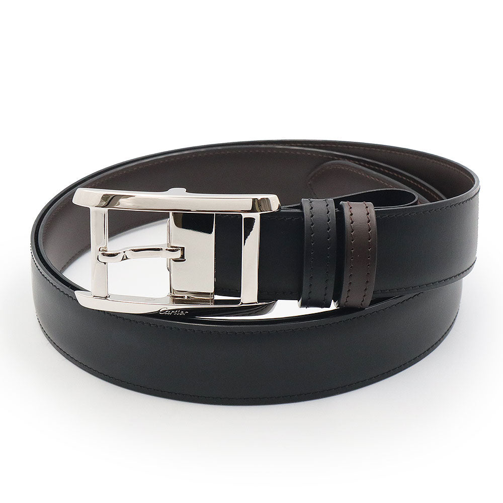 Cartier カルティエ　レザーベルト 黒 スーツ　ビジネス　カジュアル h-n548.jpg