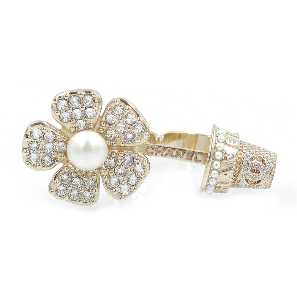 ◤新品未使用◢ Chirstian Dior ゴールド パール付きオープンリング ◤新品未使用◢ Chirstian Dior ゴールド パール付きオープンリ