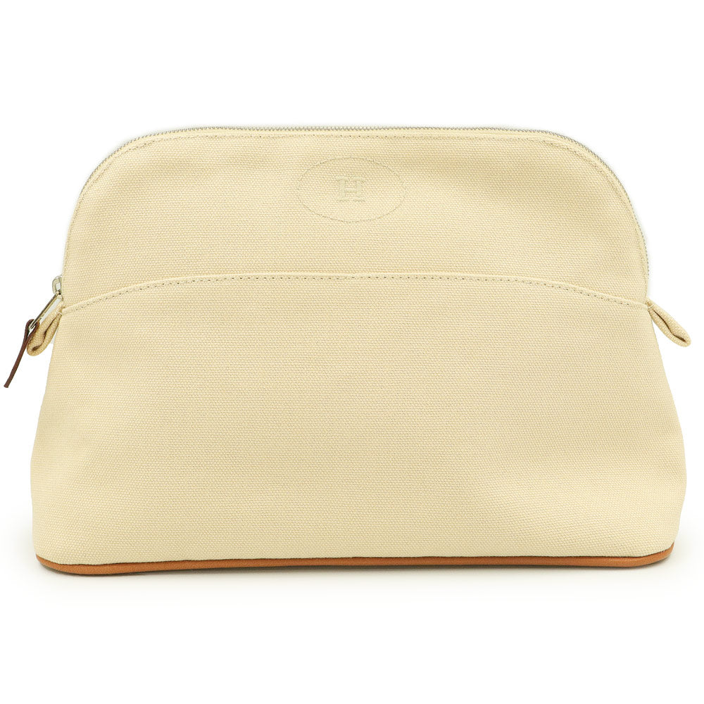 【箱付】HERMES　エルメス　ボリードポーチ25 コットン100% HERMES エルメス ポーチ ボリードポーチ ミニミニ ナチュラル