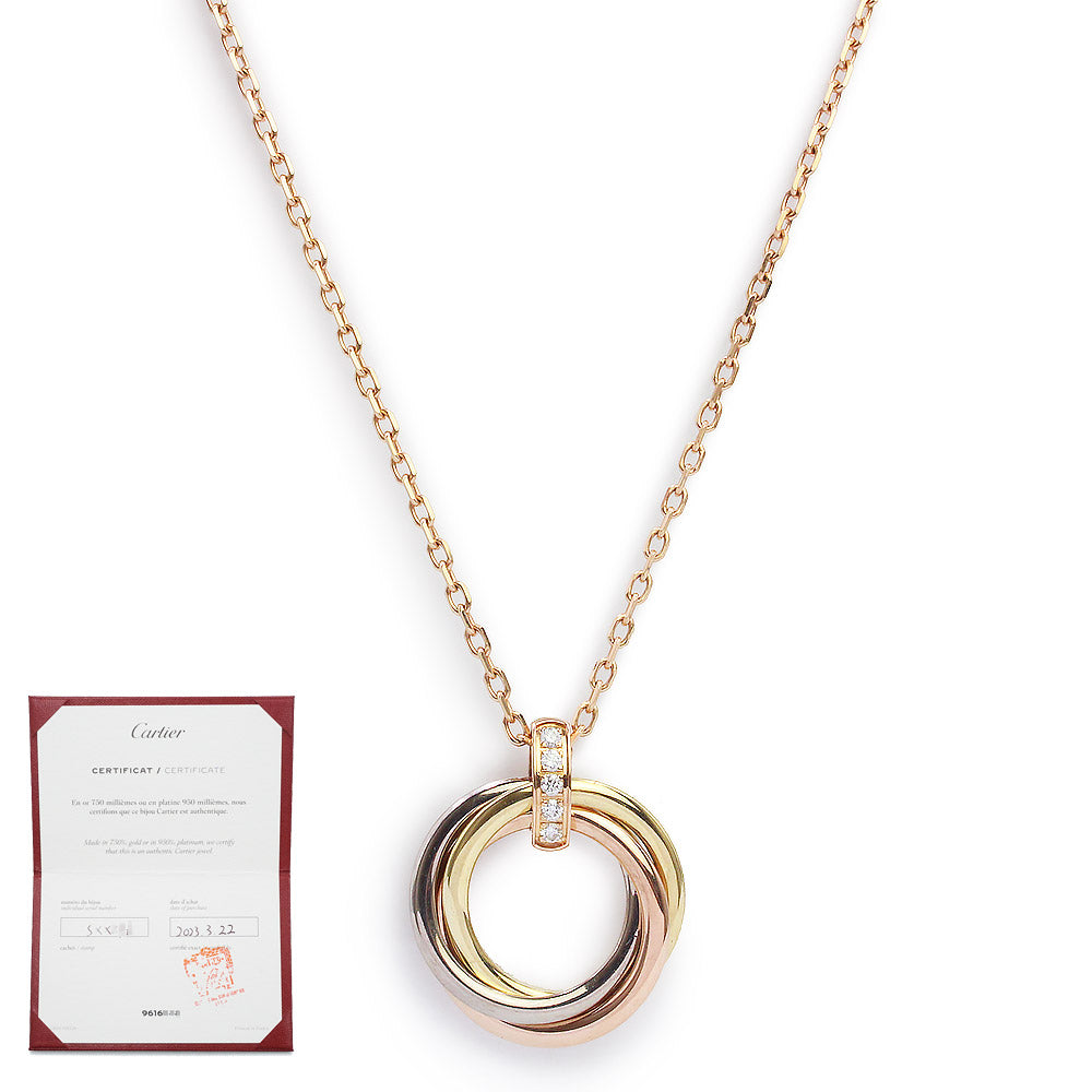 ☆ALLY様☆専用です　カルティエ カルティエ トリニティ ダイヤ ネックレス 750(YG×PG×WG) 2.2g