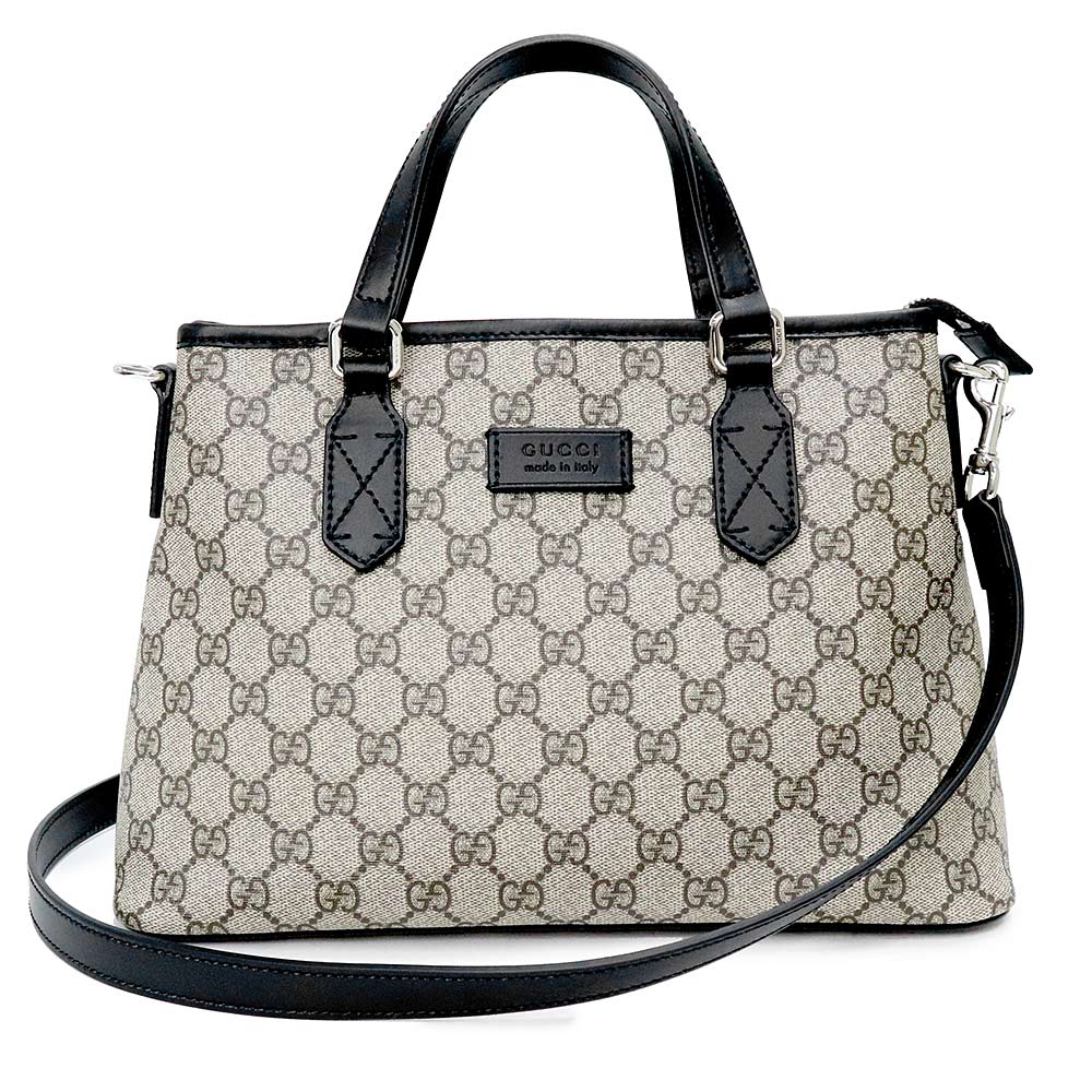 GUCCI かごバッグ ベージュ ブラック GUCCI 中古 グッチ カゴバッグ レディース ブランド パッチ