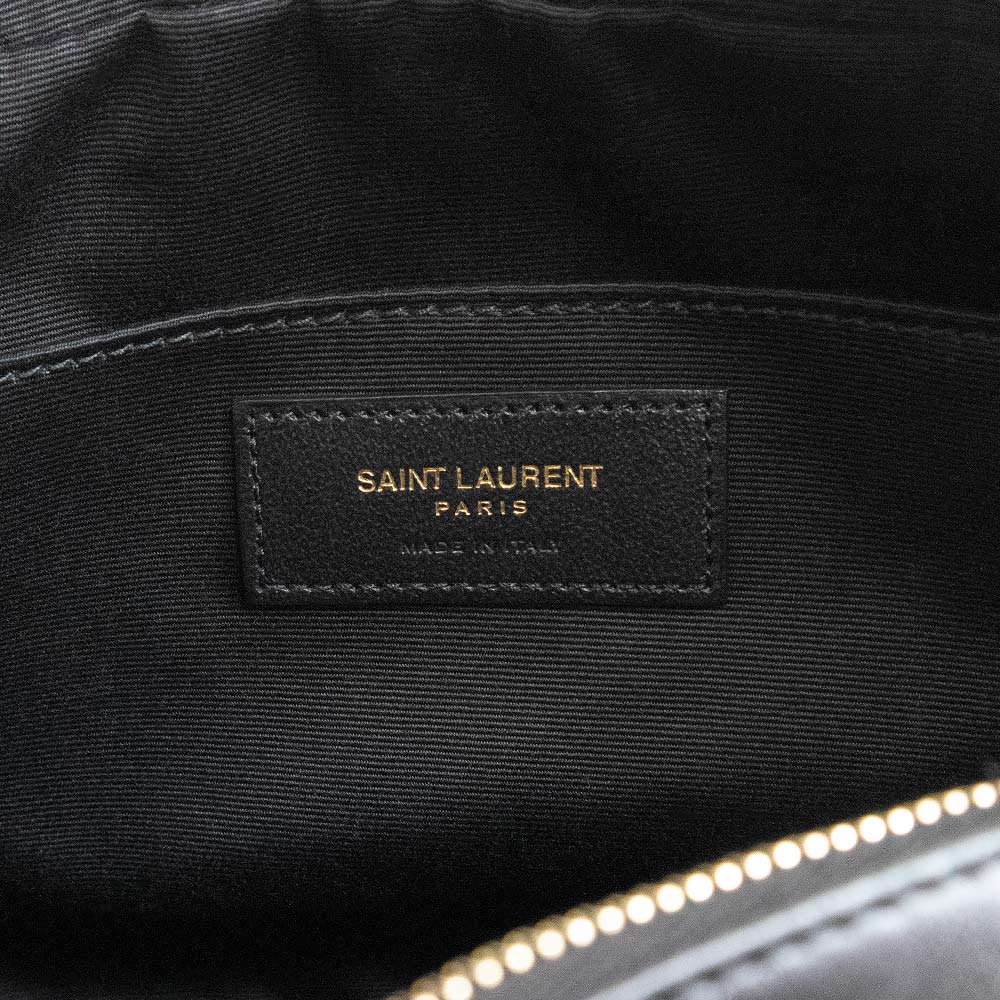 美品 イヴサンローラン YSLショルダーバッグ キルティング シボ革 ブラック YSL ブラック ショルダーバッグ キルティング