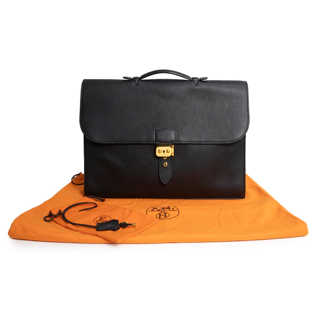 中古】HERMES エルメス サック ア デペッシュ 41 トゴ Noir ノワール