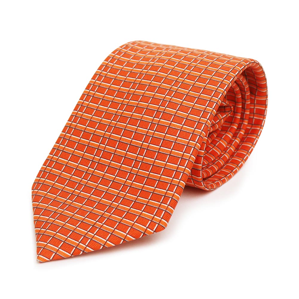 エルメス ヘヴィシルクタイ Intemporelle アンタンポレル シルク100％ Orange オレンジ  Ciel シエル ネクタイ 8M 箱付 HERMES（新品・未使用品） 新品・未使用品】HERMES エルメス ヘヴィシルクタイ Intemporelle