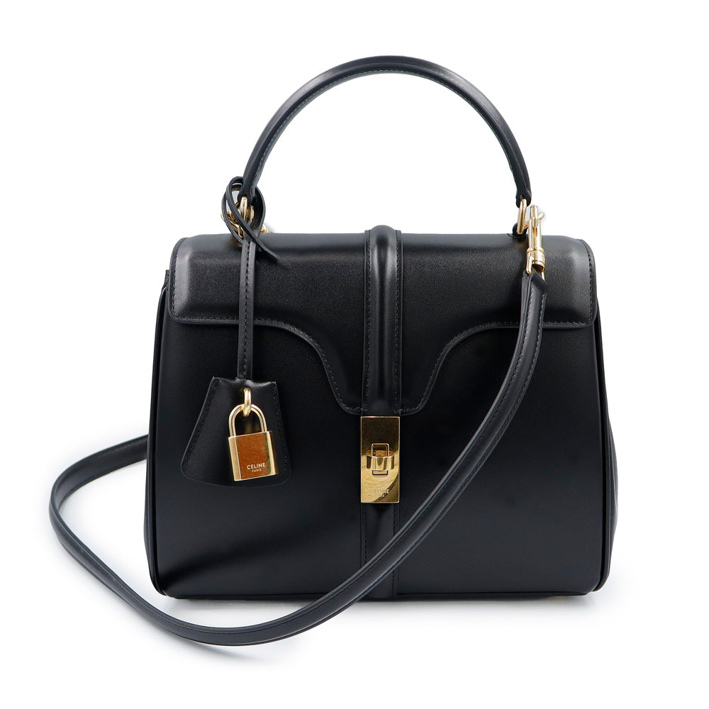 極 美品 CELINE セリーヌ ヴィンテージ リボン モチーフ 金具 カーフ レザー ショルダーバッグ ポシェット サコッシュ ブラック 2160a CELINE（セリーヌ） ショルダーバッグ SHARP POUCH シャープポーチ