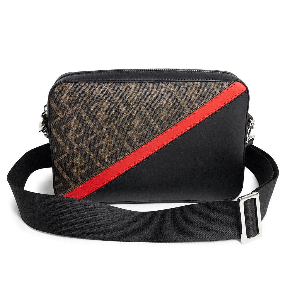 新品 正規 FENDI レザー ショルダー ハンド バッグ 黒金516O▲ VERSACE×FENDI】ヴェルサーチェ『フェンダーチェ ロゴ ショルダー