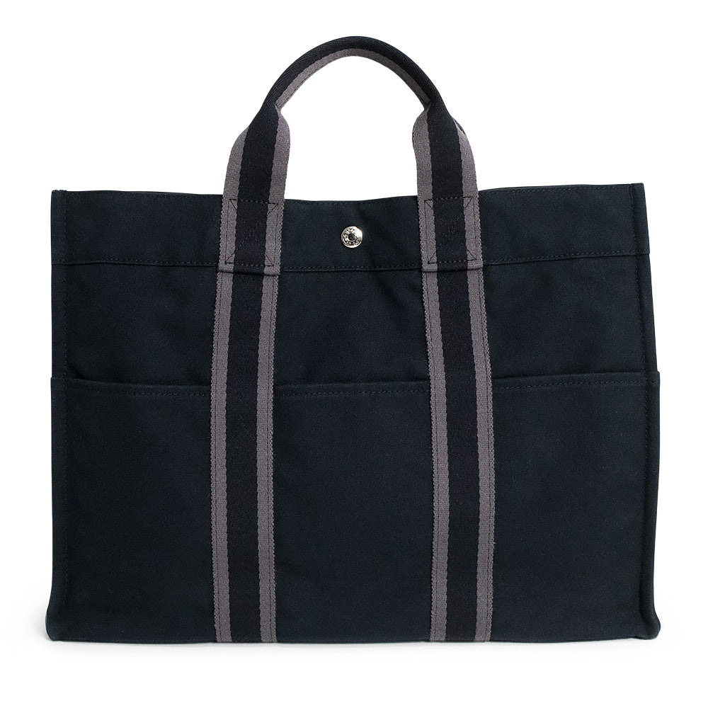 中古】HERMES エルメス フールトゥ MM トート キャンバス ブラック