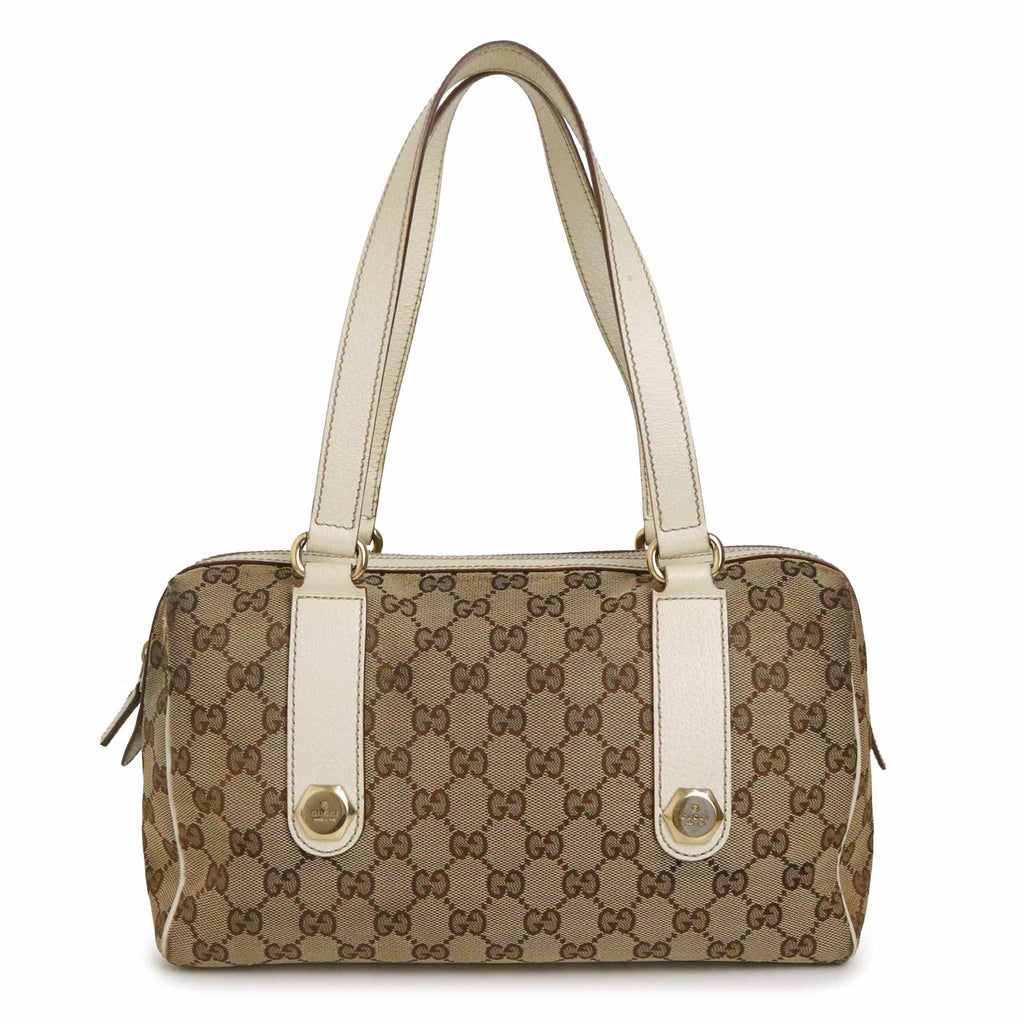 中古】GUCCI グッチ 152457 GGキャンバス レザー ベージュ ホワイト