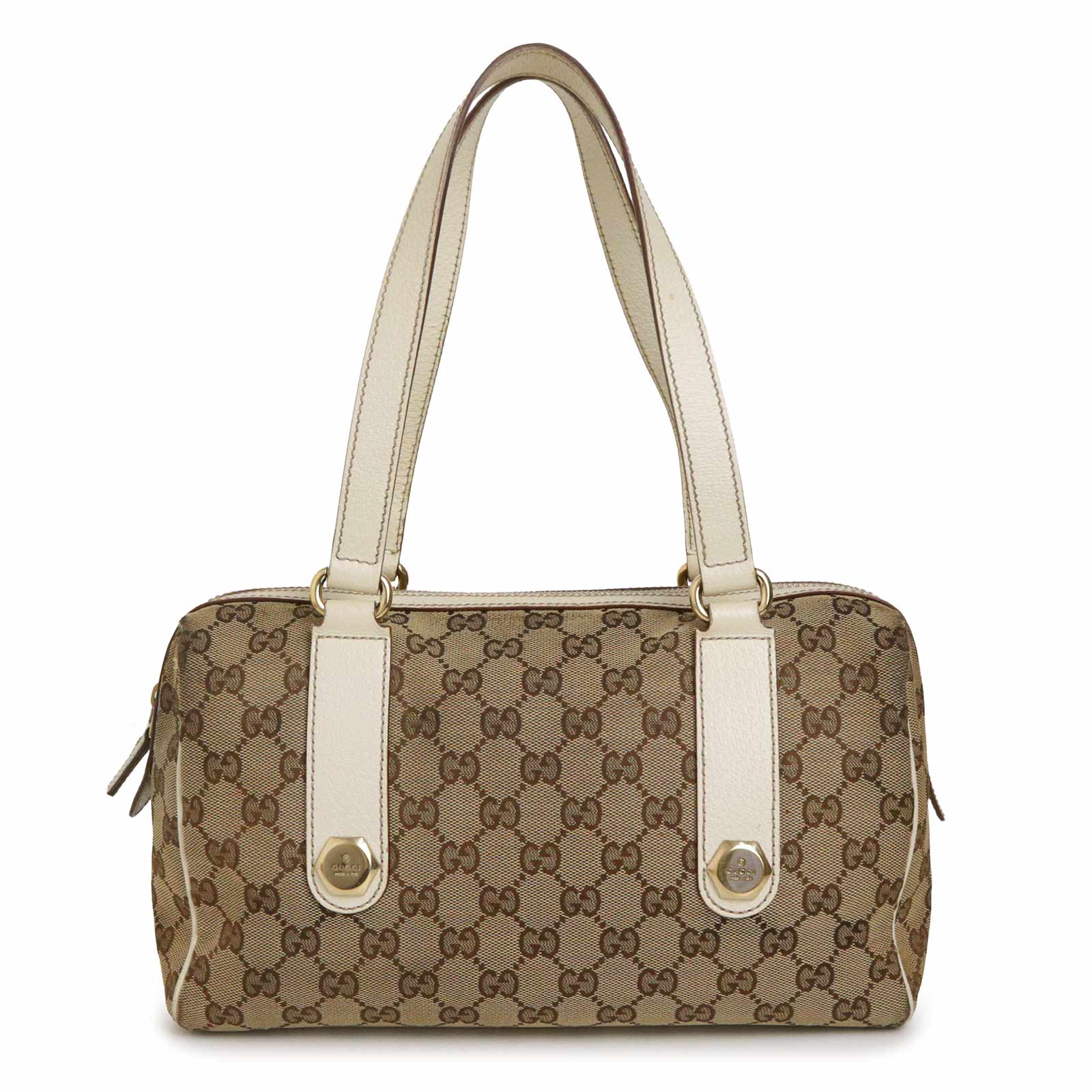 中古】GUCCI グッチ 152457 GGキャンバス レザー ベージュ ホワイト