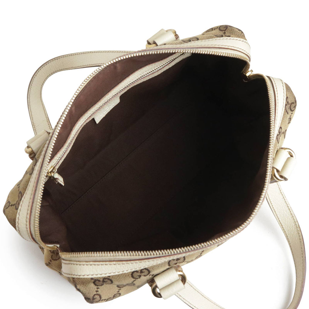 中古】GUCCI グッチ 152457 GGキャンバス レザー ベージュ ホワイト