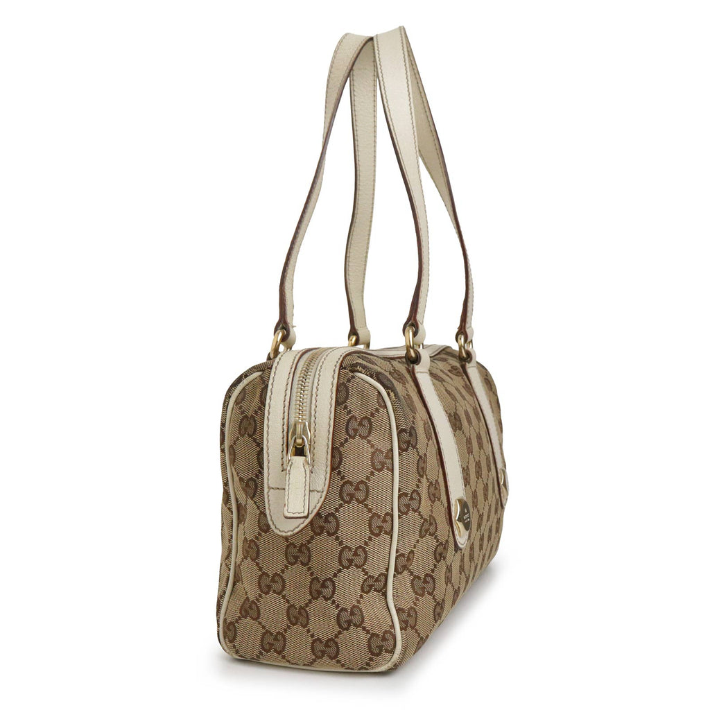 中古】GUCCI グッチ 152457 GGキャンバス レザー ベージュ ホワイト