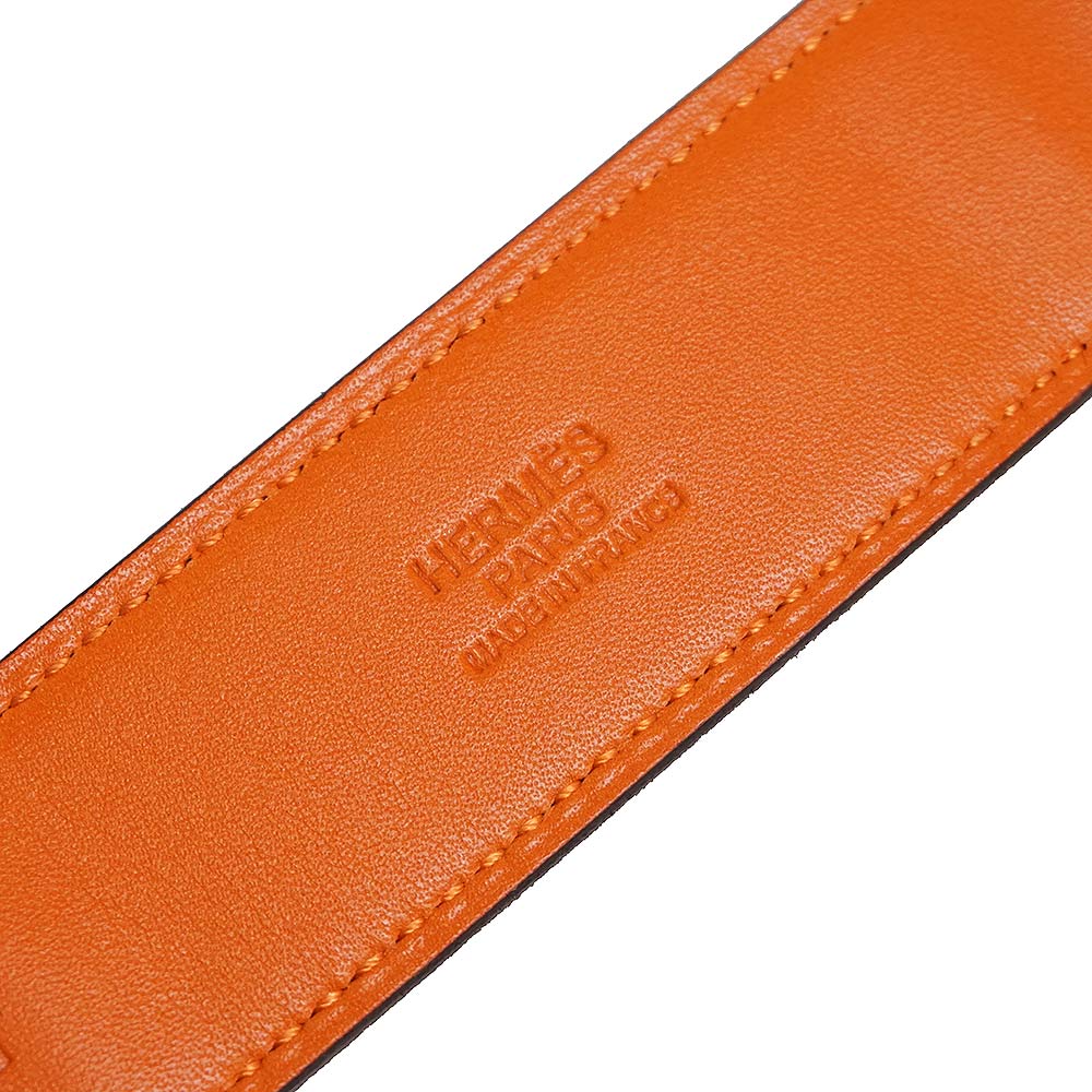 【新品・未使用品】エルメス HERMES ボックスカーフ レザー ロマンス スカーフベルト オレンジ □N刻印 箱付