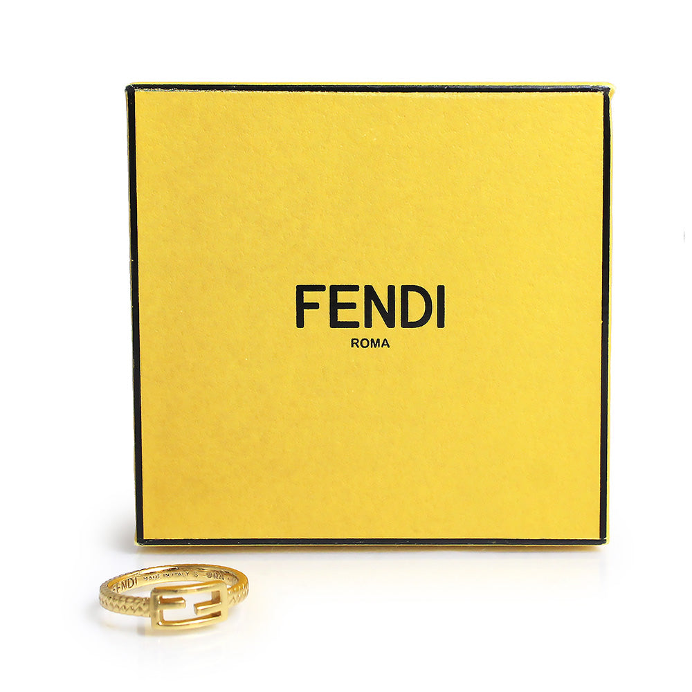 FENDI フェンディ 未使用 シグネットリング ゴールド ロゴ Mゴールドリング
