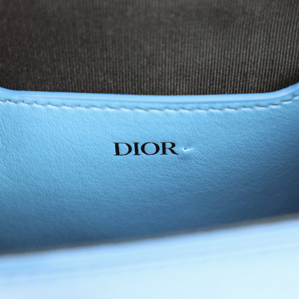 【未使用　展示品】ディオール Dior バーティカルポーチ ショルダーバッグ 斜め掛け スムースカーフレザー ブルー 青 シルバー金具  2LXCA345UCL