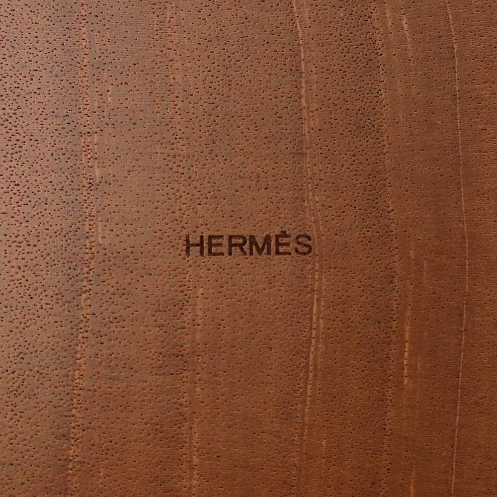 【新品・未使用品】エルメス HERMES エクスリブリス ラウンド ツイリーボックス 小物入れ 天然マホガニー ウッド ナチュラル ブラウン 茶 箱付